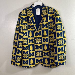 Men's Blue and Yellow Patterned Blazer
